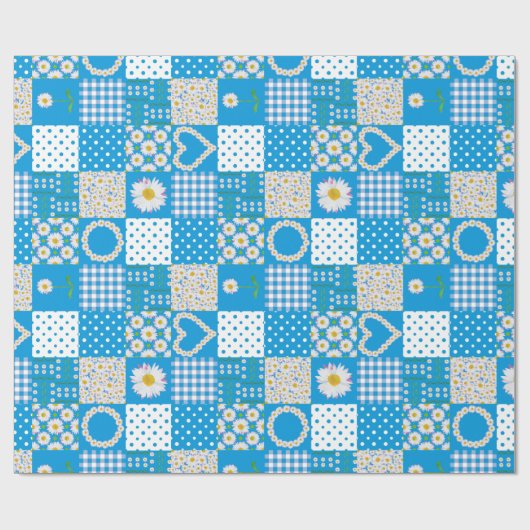 Chique inpakpapier, Daisy Chains Faux Patchwork Cadeaupapier (Vlak)
