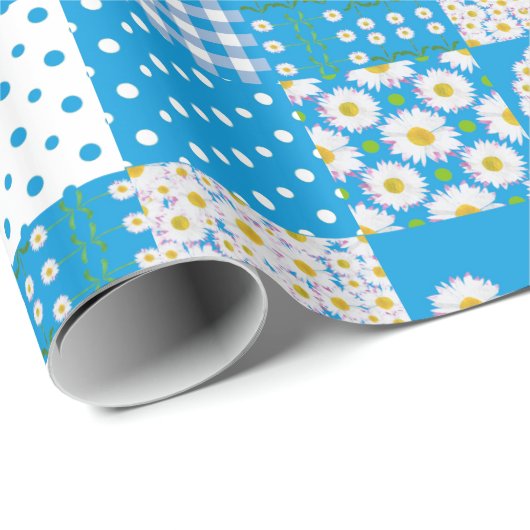 Chique inpakpapier, Daisy Chains Faux Patchwork Cadeaupapier (Rol Hoek)
