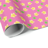 Chique inpakpapier Primroses op Deep Pink, Polka's (Rol Hoek)