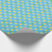 Chique inpakpapier Primroses op turkoois, polka's (Hoek)