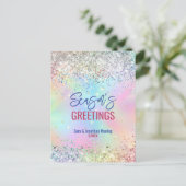 Chique iriserende eenhoorn glitter Kerstmis nieuwj Briefkaart (Staand voorkant)