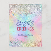 Chique iriserende eenhoorn glitter Kerstmis nieuwj Briefkaart (Voorkant)