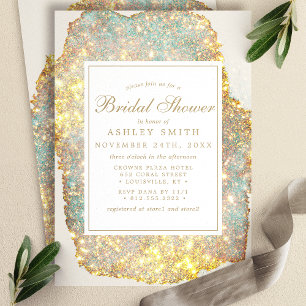 Chique iriserende glitters bruiloftsborrel kaart