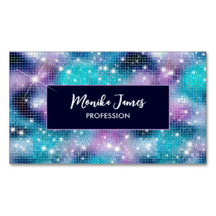 Chique iriserende Lila blauw Faux Glitter Monogram Magnetisch Visitekaartje