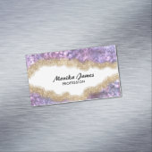 Chique iriserende Lila gouden faux glitter monogra Magnetisch Visitekaartje (Voorbeeld)