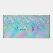Chique iriserende ombre blauwe faux glitter bureaumat (Voorkant)