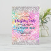 Chique iriserende roze zilveren faux glitter Kerst Kaart (Staand voorkant)