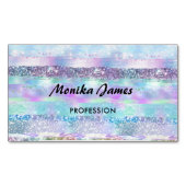 Chique iriserende roze zilveren faux glitter monog magnetisch visitekaartje (Voorkant)