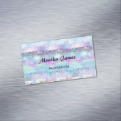 Chique iriserende roze zilveren faux glitter monog magnetisch visitekaartje (Voorbeeld)