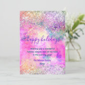 Chique iriserende zilver kerst nieuwjaar groet kaart (Staand voorkant)