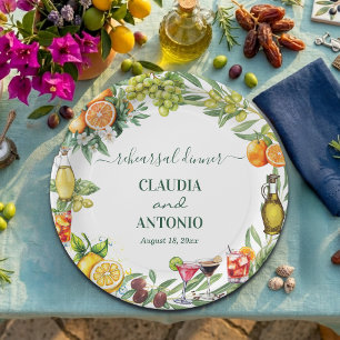 Chique Italiaans Citrus Trouwrepetitie Dinner Papieren Bordje