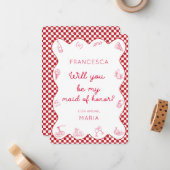 Chique Italiaans-Theme Fun Maid of Honor Voorstel Notitiekaartje (Voorkant / Achterkant in situ)