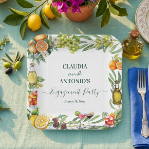 Chique Italiaanse citrus verlovingsfeest Papieren Bordje