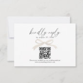Chique Ivoor Beige Bow Lint QR Code Bruiloft RSVP (Voorkant)