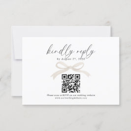 Chique Ivoor Beige Bow Lint QR Code Bruiloft RSVP