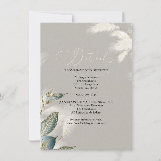 Chique ivoor Blauwgroen pampagras Kaart (Voorkant)