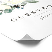 Chique Ivoor Bloemen Groen Bruiloft Gastenboek Tek Poster (Hoek)