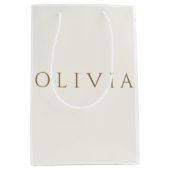 Chique ivoor crème minimalistisch monogram medium cadeauzakje (Voorkant)