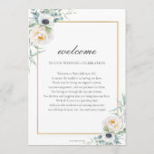 Chique Ivoor Floral Bruiloft Orde van Evenement Ti Programmakaart (Achterkant)