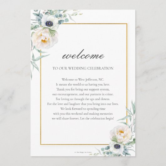 Chique Ivoor Floral Bruiloft Orde van Evenement Ti Programmakaart (Achterkant)