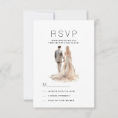 Chique ivoor goud grijs bloemenpaar foto RSVP Kaart (Voorkant)
