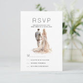 Chique ivoor goud grijs bloemenpaar foto RSVP Kaart (Staand voorkant)