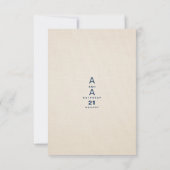 Chique  Ivoor Navy Blauw Bloemen Bruiloft Kaart (Achterkant)