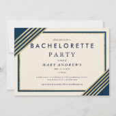 Chique ivoor navy blauw faux goud Bachelorette Par Kaart (Voorkant)