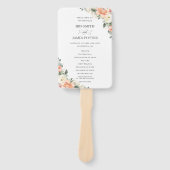 Chique Ivoor Perzik Roze Bloemen Bruiloft Programm Handwaaier (Voorkant)