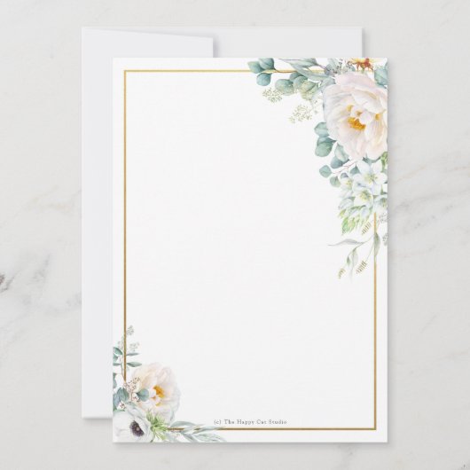 Chique Ivoor Pioen Roos Bloemen Groen Baby shower Kaart (Achterkant)