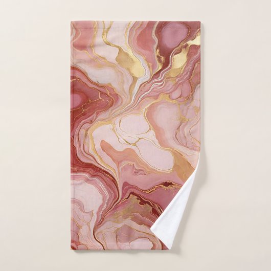 Chique ivoor, terracotta en goud gemarmerd bad handdoek (Handdoek)