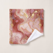 Chique ivoor, terracotta en goud gemarmerd bad handdoek (Wasdoekje)