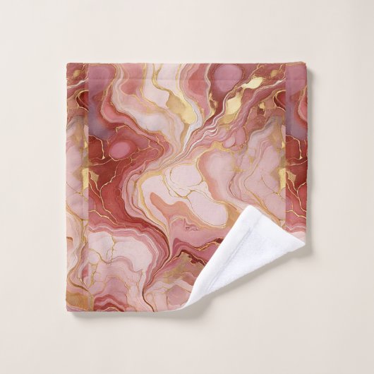 Chique ivoor, terracotta en goud gemarmerd bad handdoek (Wasdoekje)