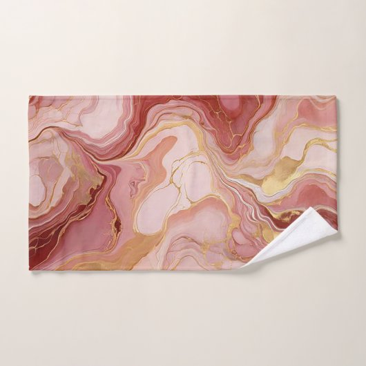 Chique ivoor, terracotta en goud gemarmerd bad handdoek (Handdoek)