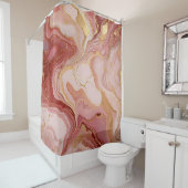 Chique ivoor, terracotta en goud gemarmerd douchegordijn (In situ)