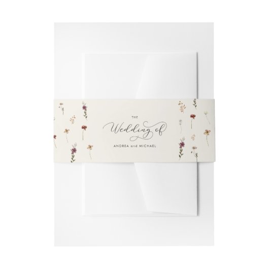 Chique Ivoor Wildbloemen Herfst Herfst de bruiloft Uitnodigingen Wikkel (Voorkant Voorbeeld)