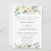 Chique Ivoor Wit Bloemen Groen Bruiloft Kaart (Voorkant)