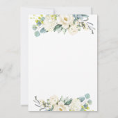 Chique Ivoor Wit Bloemen Groen Bruiloft Kaart (Achterkant)