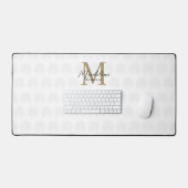 Chique Ivoor Wit Goud Anahaw Blad Script Monogram Bureaumat (Keyboard & Muis)