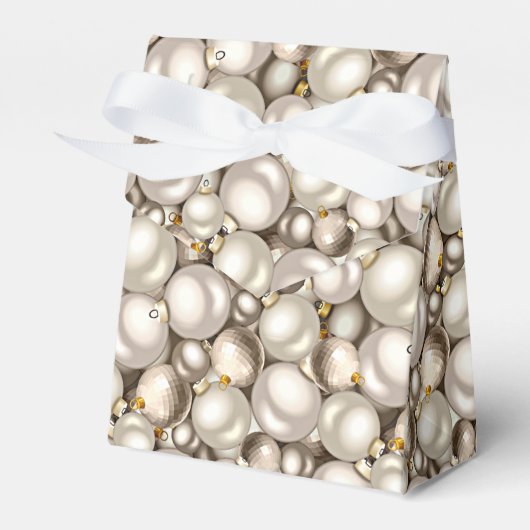 Chique Ivoor Zilver Goud Bol Ornamenten Patroon Bedankdoosjes (Voorkant Zijde)
