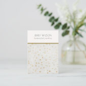 Chique Ivoorgouden Terrazzo Lege Sieraden Display Visitekaartje (Staand voorkant)