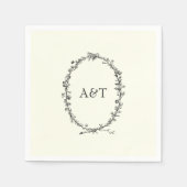 Chique ivoren initialen sierlijke bruiloft servett servet (Voorkant)
