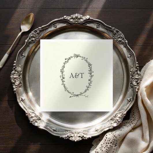 Chique ivoren initialen sierlijke bruiloft servett servet