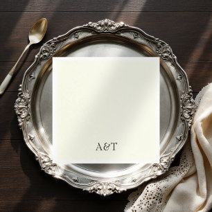 Chique ivoren initialen sierlijke bruiloft servett servet