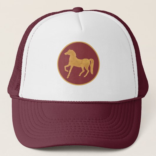 Chique Jaar van het Paard, Maroon Trucker Hoed Pet (Voorkant)