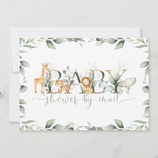 Chique Jungle Dieren Groene Baby Shower per Post Kaart (Achterkant)