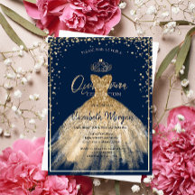 Chique jurk gouden tiara,diamanten Quinceañera