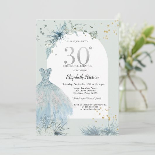 Chique jurk winter 30e verjaardag kaart (Staand voorkant)