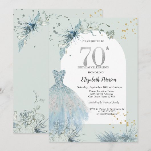 Chique jurk Winter 70e verjaardag Kaart (Voorkant / Achterkant)