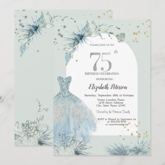 Chique jurk Winter 75e verjaardag Kaart (Voorkant / Achterkant)